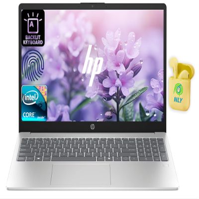 HP Laptop, 15.6" LED Business Student Laptop Computer, Intel Core i5-1334U Processor, 16GB RAM 512GB SSD, Windows 11 Laptop, Fingerprint Reader, Backlit Keyboard, NLY Earphones, Natural Silver