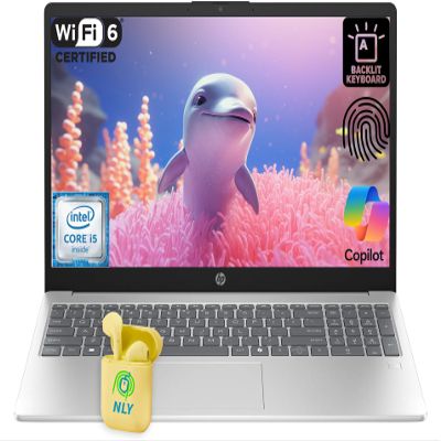HP 15.6" Business Laptop Computer, Intel 10-core i5-1334U Processor, Windows 11 Laptop 24GB RAM 512GB SSD, Fingerprint Reader, Backlit Keyboard, NLY Earphones, Natural Silver