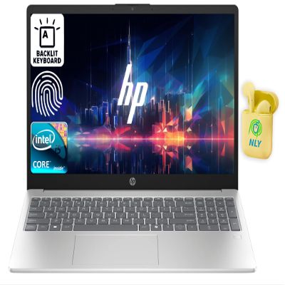 HP Business Laptop Computer, 15.6" HD LED Laptop, Intel 10-Core i5-1334U Processor, Windows 11 Laptop 24GB RAM 1TB SSD, Fingerprint Reader, Backlit Keyboard, NLY Earphones, Natural Silver