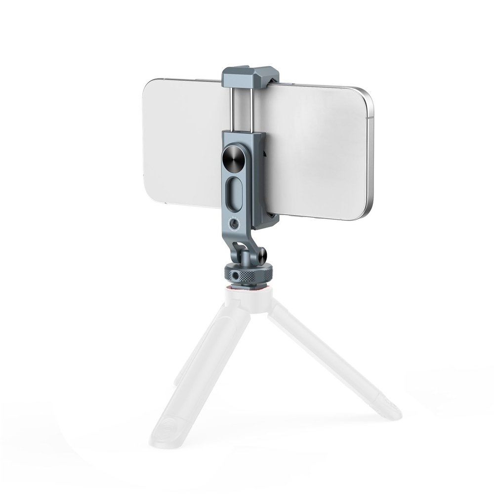 Diydeg Phone Tripod Mount, 360 Degree Rotatable Bracket Universal Phone Holder Adjustable Clamp, 1/4in Screw Clip Aluminum Alloy Phone Stand Holder Clamp for Smartphones