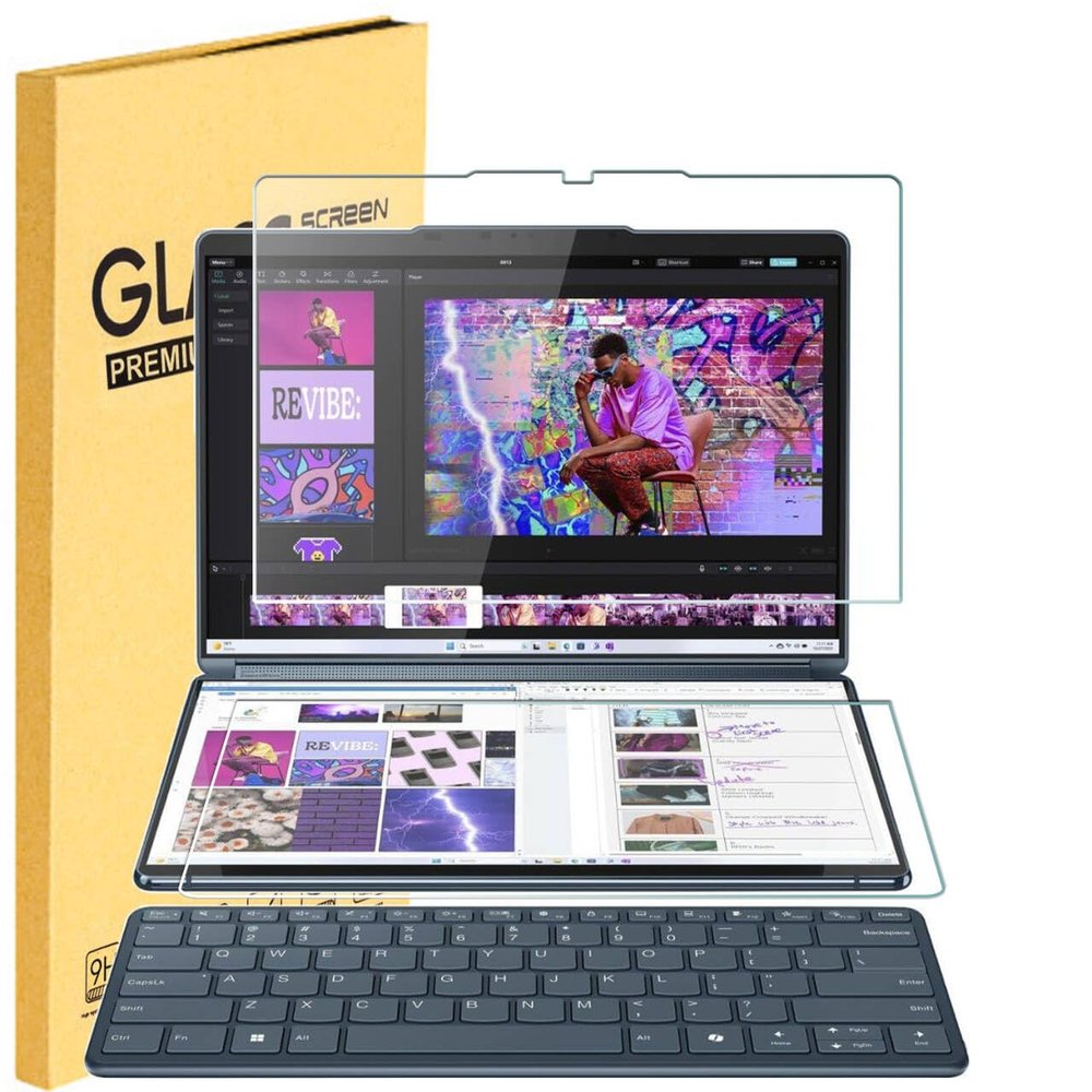 2 Pack Sets Tempered Glass Screen Protector for Lenovo Yoga Book 9i (14IAH10) 2025 Laptop Touch Display 14 Inch 9H Scratch Resistant Anti-Shatter Film Anti-Fingerprint