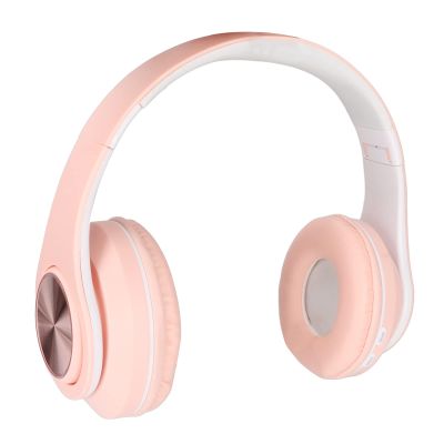Cryfokt Headset Noise Reduction Foldable Over Ear Wireless Headphone with Colorful Light for Phone Laptop, Stylish Headset for Kids (Black) (Pink)