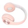 Cryfokt Headset Noise Reduction Foldable Over Ear Wireless Headphone with Colorful Light for Phone Laptop, Stylish Headset for Kids (Black) (Pink) view 2