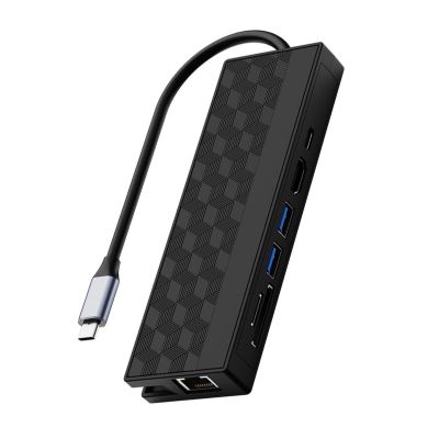 JINPIAOPIAO 7 Port USB C Adapter with 4K30hz Multimedia Port Gigabit Ethernet and PD100W Charging 2xUSB3.0 Docking Station