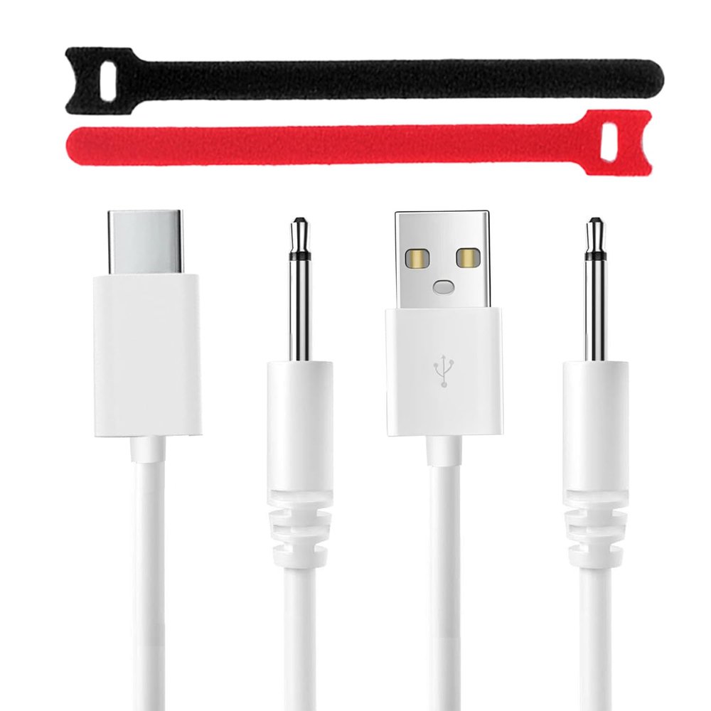 2-Pack 2.5mm Pin DC Replacement Cord for Massager/Toothbrush, 2 Cable Ties