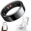 HOU AI Smart Ring, 24/7 Health & Sleep Tracker with AI Recovery Score, Heart Rate, SpO2 & Stress Monitor, 5ATM Waterproof Ceramic, Charging Case, iOS Android - Ceramic Black, Size 8 view 1