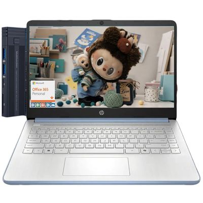 HP 14" HD Laptop, Intel Processor N150, 8GB RAM 128GB UFS, Microsoft Office 365, 128gb 9H Docking Station, Webcam, HDMI, Wi-Fi 6, Bluetooth, Windows 11 Home, Sky Blue