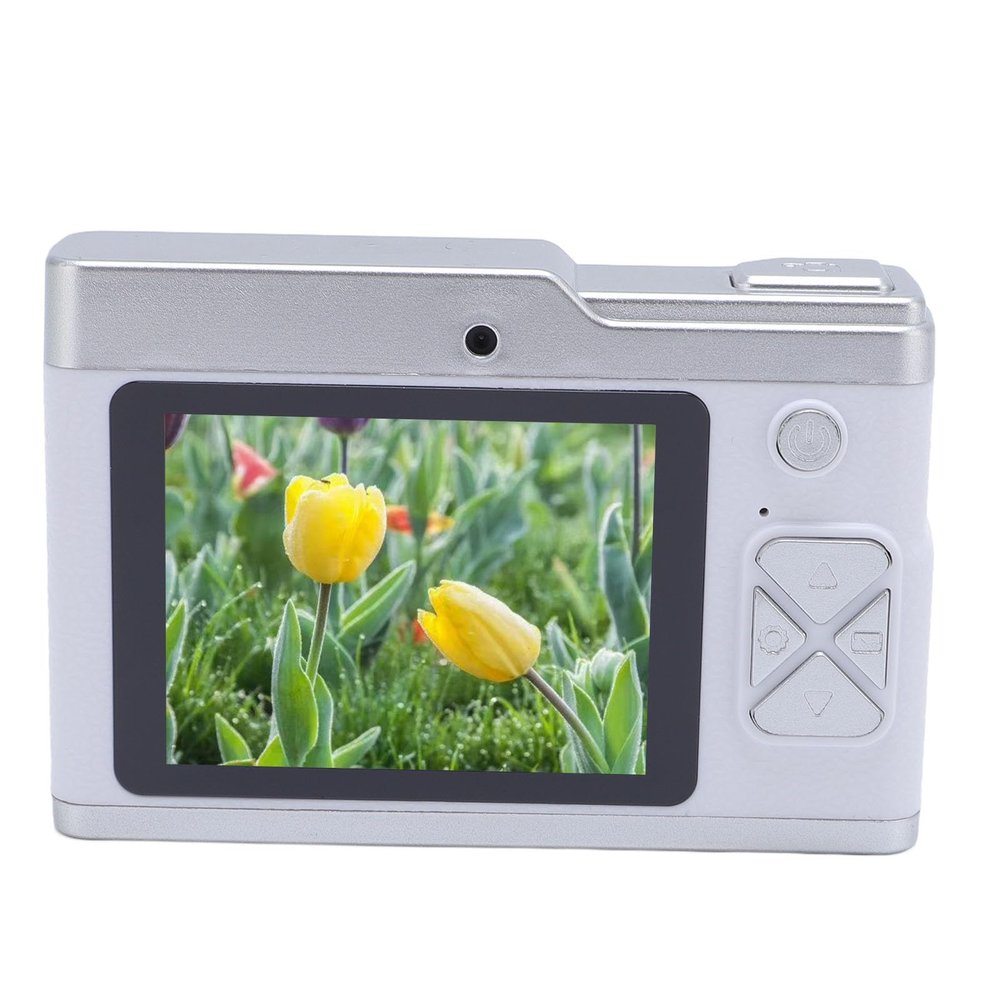 POENVFPO Digital Camera, 48MP 8X Zoom Front Rear Lens Students Camera, 2.4 Inch Screen Anti Shake, for Daily Travel (White)