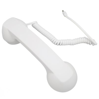 Drfeify Mobile Phone Headset, Wired Telephone Receiver, Radiation Proof, Retro, Adjustable Volume for Smartphones and Computers (White)