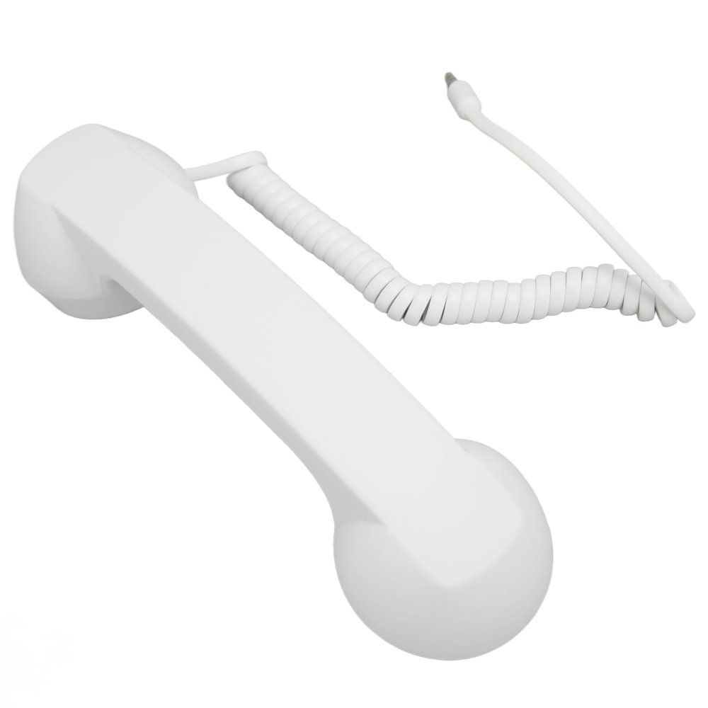 Drfeify Mobile Phone Headset, Wired Telephone Receiver, Radiation Proof, Retro, Adjustable Volume for Smartphones and Computers (White)