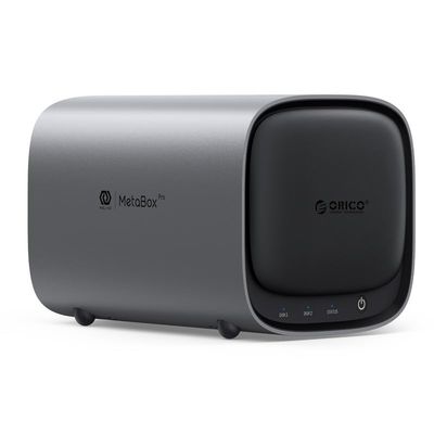 ORICO Network Attached Storage, Link Sharing & Remote Access, AI Albums & 4K Media Library, HDD Slot * 2, M.2 NVMe SSD Slot * 2, 2.5 GbE * 2, MetaBox NAS Storage, HS200-2 Bay (Diskless)
