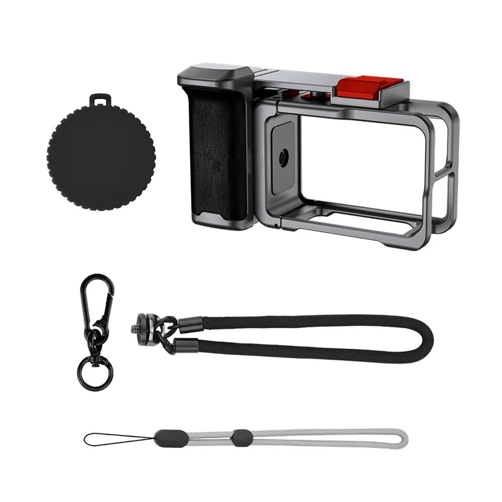 Compatible for DJI OSMO Action 3/4 Grip Holder, Portable Quick-Release Rabbit Cage Hand Frame with Aluminum Alloy Shell(Set A)
