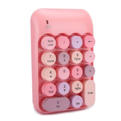 Drfeify Numeric Keypad Vintage Colorful Round Cap Wireless 18-Keys for Financial Accounting, Portable Keypad for Students and Accountants
