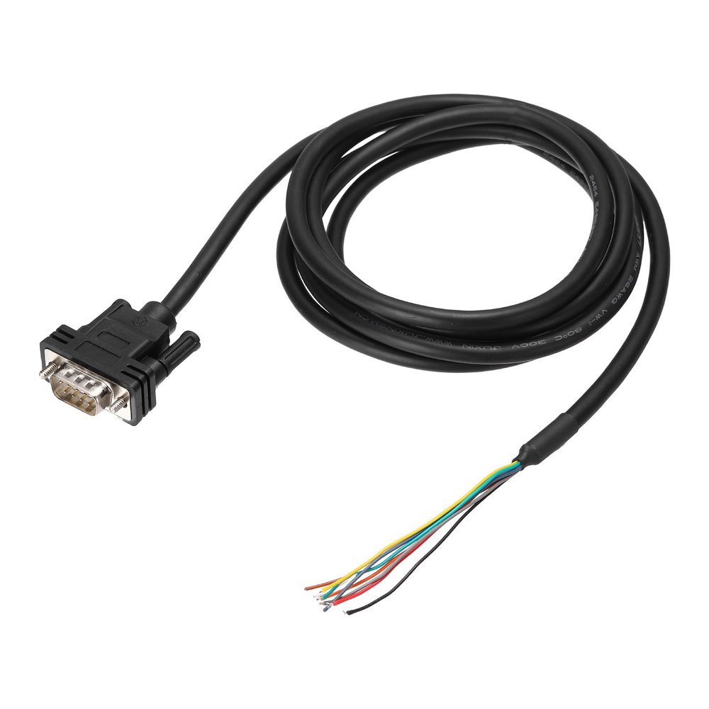 PATIKIL 6.6 ft 26AWG DB9 Male Connector to Bare Wire END RS232 9-Pin Serial Extension Cable Double Shielded Gold Plated Male Connector, Black