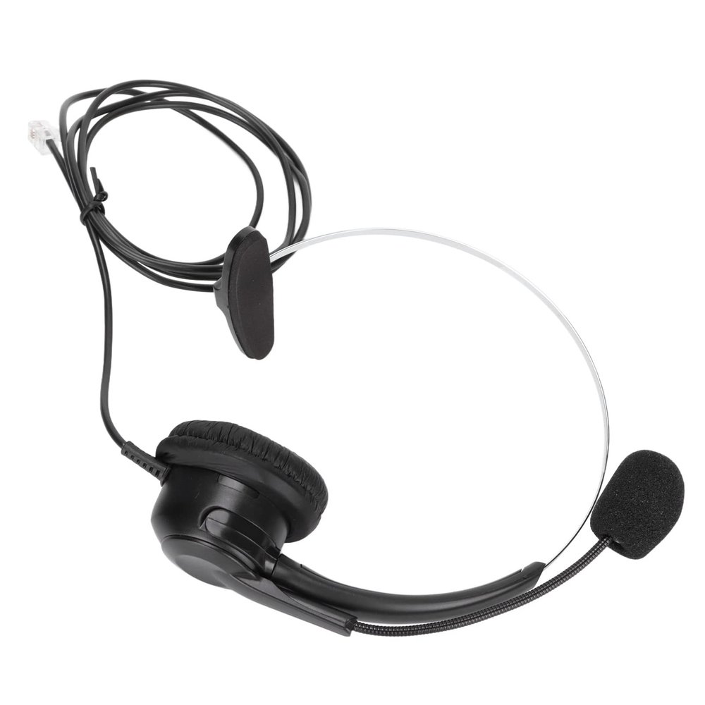 Drfeify Adjustable RJ9 Earphone with Noise Cancelling Microphone for Office Landline Phone, Sound Quality for After Sales Service, Black