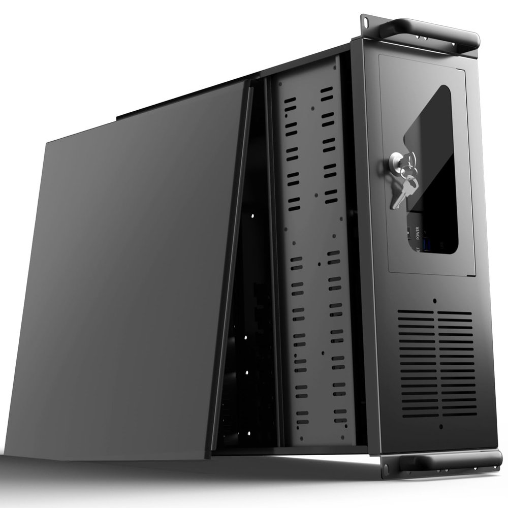 4U Server Chassis, Server Case with Hard Drive Bays and 7 PCI Slots, Rackmount Cases for Data Center and Gaming, Supports ATX, Micro-ATX, Mini-ITX Motherboards, 2X Front USB 3.0, Lockable Front Panel