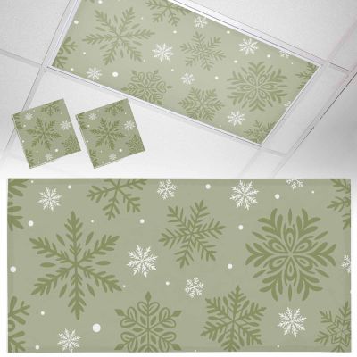 2 Pack Fluorescent Light Cover for Drop Ceiling 4 x 2 ft Classroom Magnetic Fluorescent Light Shade Filters Winter Christmas Snowflake Green Art Drop Ceiling Supplies for Home Office School Library