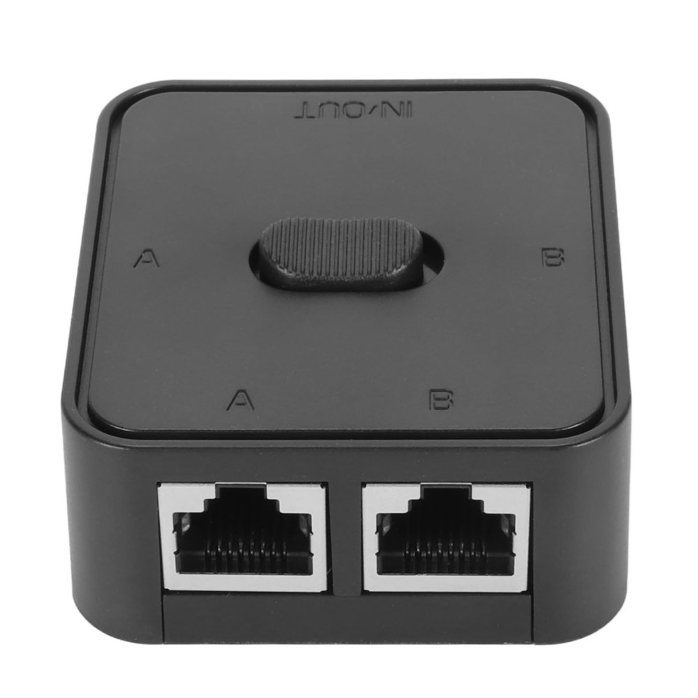 Drfeify 2 Port Gigabit Network Switch Efficient Fast Transmission RJ45 Splitter Selector Switch for Cat 6, for Internet Surfing, PlasticBlack