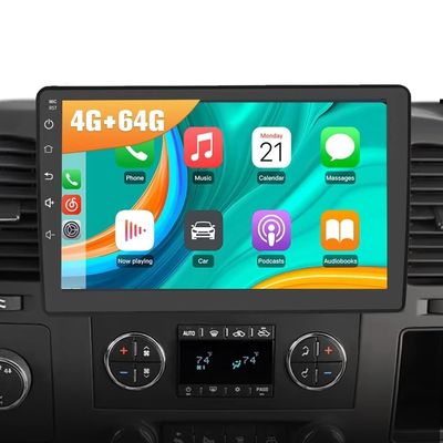 4+64G Double Din Car Stereo for Chevrolet Silverado 1500 HD 2500 HD 2007-2014 with Wireless CarPlay and Android Auto, 10 Inch IPS Touchscreen Android 14 Car Radio Support Bluetooth WiFi GPS SWC FM