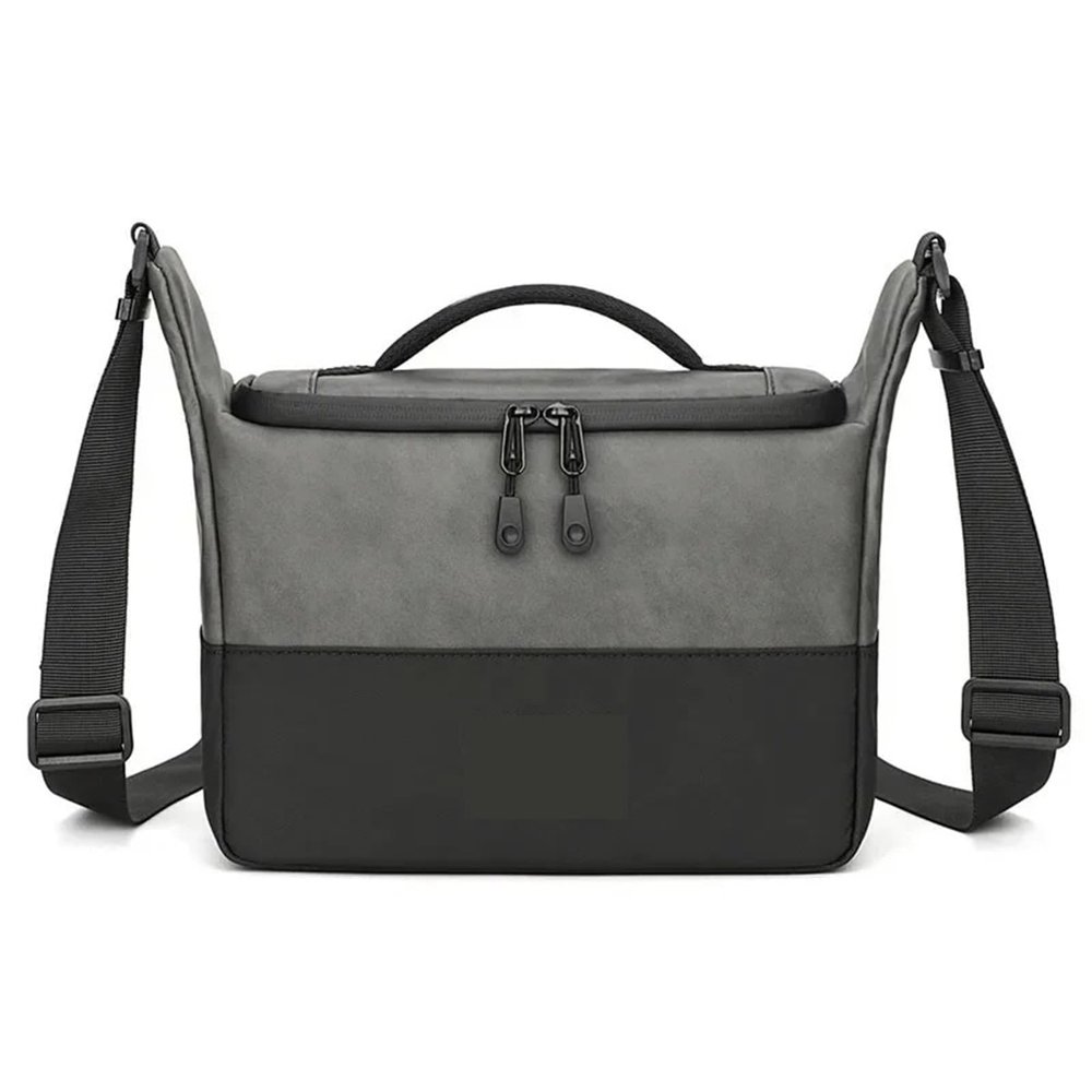 Professional Waterproof Camera Bag for DSLR and Lenses, Leather Photography Shoulder Storage Bag(Gray)