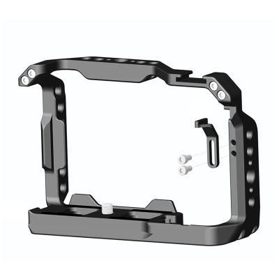 Compatible for ZV-E10 II Camera Cage with Wooden Handle, Quick Release L Plate & Cold Shoe Mount(Camera Cage)