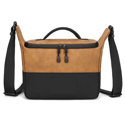 Professional Waterproof Camera Bag for DSLR and Lenses, Leather Photography Shoulder Storage Bag(Brown)