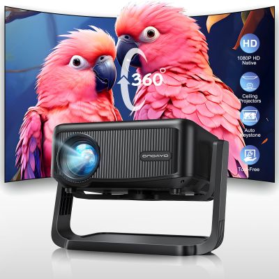 Mini-Projector with WiFi and Bluetooth: [1000 ANSI/360Adjustable Stand/Electric Focus/Auto Keystone] Portable-Movie-Outdoor-Ceiling-Projector, ONOAYO Upgrade 1080P Proyector for Phone/Home Theater