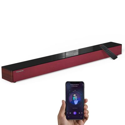 THOMSON Bluetooth 5.3 Sound Bars for Smart TV, Soundbar TV Speakers Home Theater Surround Soundbar for TV/PC/Gaming/Projectors, ARC/Optical/AUX/USB Connections with Remote (Red)
