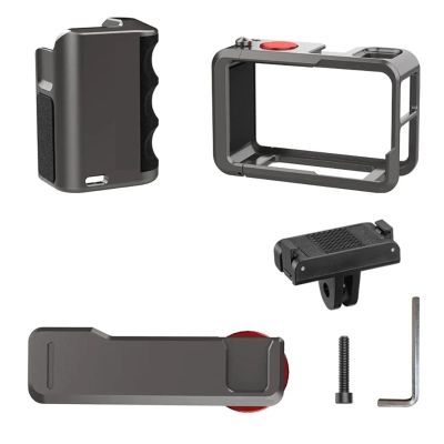 Compatible for DJI OSMO Action 3/4 Grip Holder, Portable Quick-Release Rabbit Cage Hand Frame with Aluminum Alloy Shell(Set B)