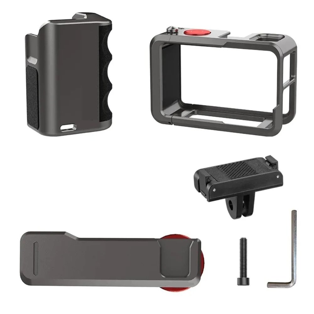 Compatible for DJI OSMO Action 3/4 Grip Holder, Portable Quick-Release Rabbit Cage Hand Frame with Aluminum Alloy Shell(Set B)
