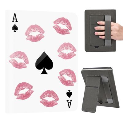 AdorableWhimsy for Kindle Paperwhite 12th Generation Case 7 Inch 2024 Release Cute Ace of Spades Aesthetic Folio Cover with Stand & Hand Strap PU Leather Protective Case Auto Sleep/Wake for KPW6