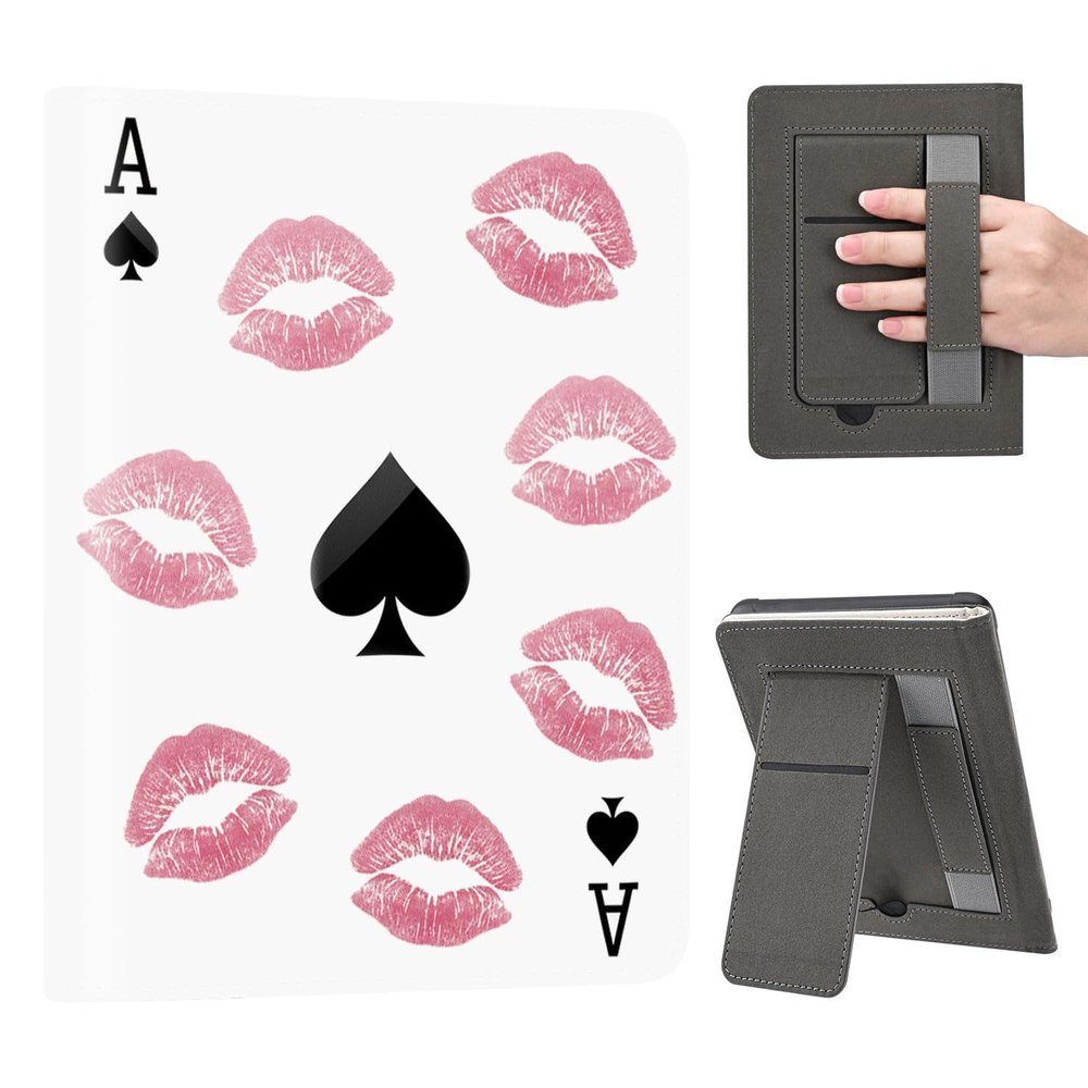 AdorableWhimsy for Kindle Paperwhite 12th Generation Case 7 Inch 2024 Release Cute Ace of Spades Aesthetic Folio Cover with Stand & Hand Strap PU Leather Protective Case Auto Sleep/Wake for KPW6