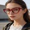 PANNER Blue Light Blocking Glasses Women Bluelight Blocker Computer Cateye Clear Cat Eye Eyeglasses Frame(Red) view 3