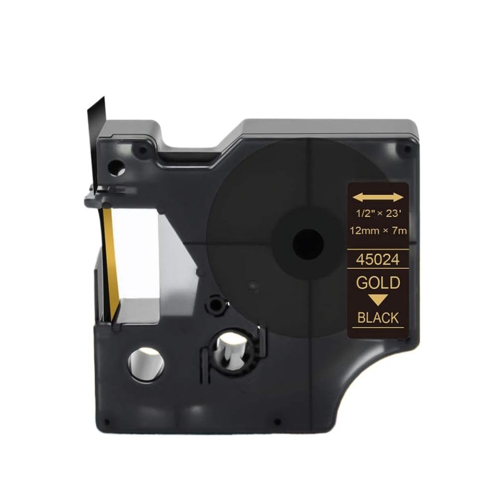 6 9 12mm 45013 40913 43613 Label D1 Tape 4X 45010 45016 45018 Labels Compatible with Printer Supplies LabelManager 160 280 Labeling Machine for Part Number 45013 40913 43613(Gold on Black)