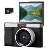 byepica Compact Flip Digital Camera, Hd, Memory Card 128G, Retro Design, 3.9 X 2.4 X 1.8 in (10 X 6 X 4.5 Cm), Portable Abs Point and Shoot Camera, for Black Selfies Perfect view 1