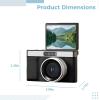 byepica Compact Flip Digital Camera, Hd, Memory Card 128G, Retro Design, 3.9 X 2.4 X 1.8 in (10 X 6 X 4.5 Cm), Portable Abs Point and Shoot Camera, for Black Selfies Perfect view 4