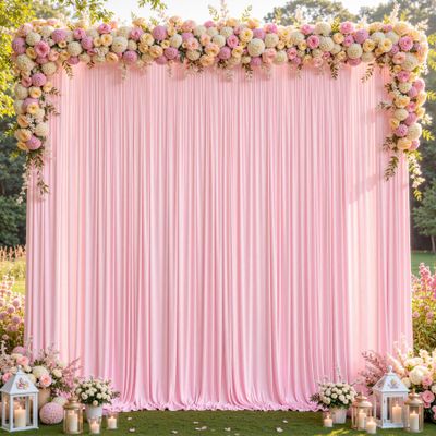 10ft x 10ft Baby Pink Backdrop Curtains - Wrinkle Free Polyester Drapes for Backdrop, Wedding Photo Background Curtains for Birthday Party Baby Shower Baptism Event, 2 Panels Backdrop(5'W x 10'L Each)
