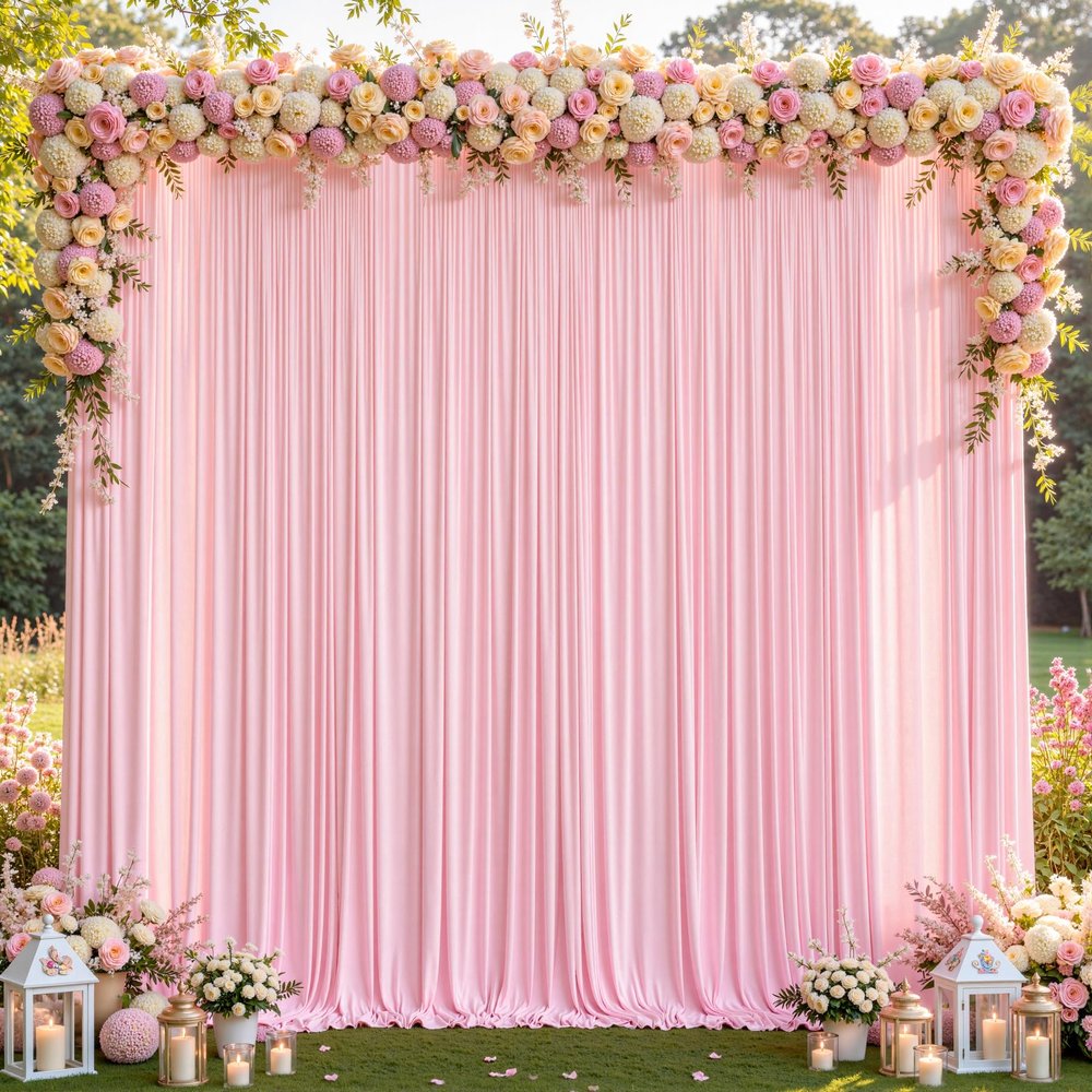 10ft x 10ft Baby Pink Backdrop Curtains - Wrinkle Free Polyester Drapes for Backdrop, Wedding Photo Background Curtains for Birthday Party Baby Shower Baptism Event, 2 Panels Backdrop(5'W x 10'L Each)