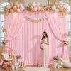 10ft x 10ft Baby Pink Backdrop Curtains - Wrinkle Free Polyester Drapes for Backdrop, Wedding Photo Background Curtains for Birthday Party Baby Shower Baptism Event, 2 Panels Backdrop(5'W x 10'L Each) view 2