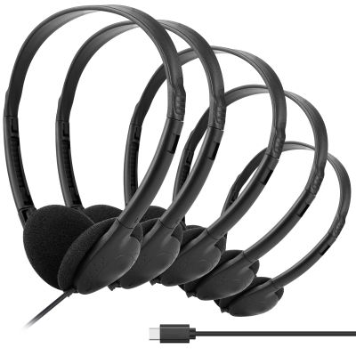 CNSZSLZ Type C Headphones Bulk for Classroom School Kids 10 Pack,USB C Wired Headphones for School Compatible with Pad Smartphones Black (B)