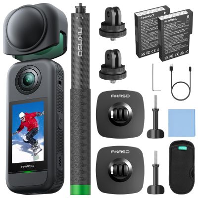 AKASO 360 Weatherproof 360 Action Camera - 5.7K 360 Video with 1/2" 48MP Sensors, 72MP 360 Photo, 360-SuperSmooth, Invisible Selfie Stick, 360 Horizon Lock, AI Tracking Snow Adventure Combo
