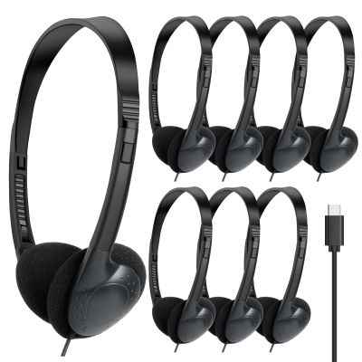 CNSZSLZ USB C Headphones Bulk 20 Pack for Classroom School Kids,USB Type C Headphones Class Set Compatible with Pad Smartphones Black (B)