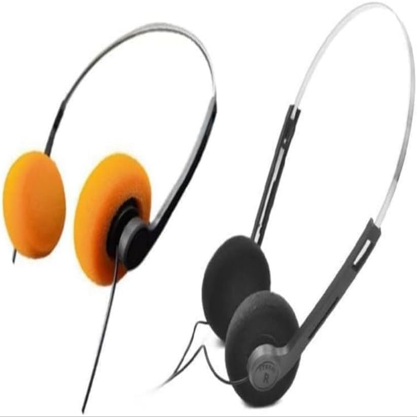 2Pcs Retro Over-Ear Headphone,Vintage Feelings Underwire Headphones,Hi-Fi Stereo Earphone Headset,Retro Lightweight Earphones,Headphone,for Most Mobile Phones Playback Pevices (OrangeBlack)