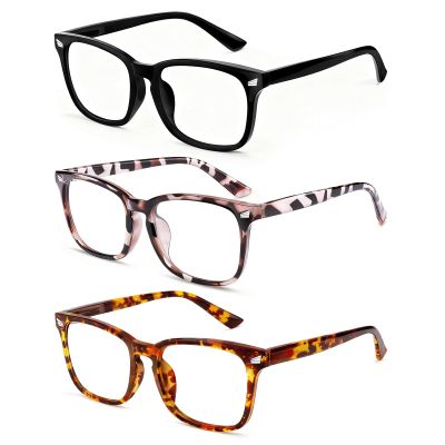 WINTOO Blue Light Glasses for Woman Men | 99% Blue Light Blocking Glasses | Computer Glassess | Gaming | TV Phone Screen Reader Square Frame | Anti Eyestrain & UV Glare,3 Pack