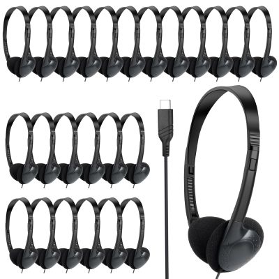 CNSZSLZ USB C Headphones Bulk 30 Pack for Classroom School Kids,USB Type C Headphones Class Set Compatible with Pad Smartphones (Black)