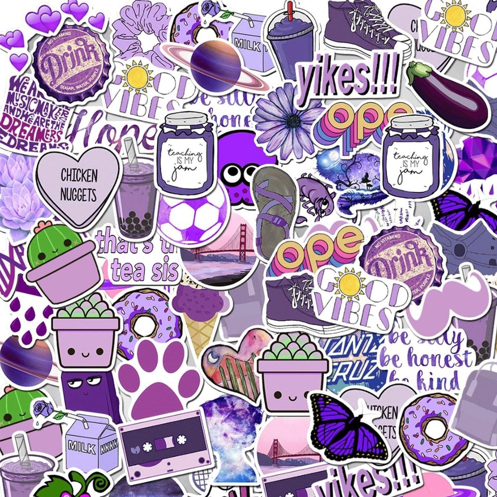 100PCS Girl's Purple Aesthetic Stickers,Cool Travel Stickers,Waterproof Vinyl Stickers for Water Bottles,Laptop,Luggage,Teens Adults,Keyboards,Backpacks,Skateboards,Luggage,Water Bottles,Scrapbooks