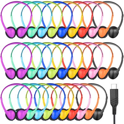 CNSZSLZ Type C Headphones Bulk for Classroom School Kids 30 Pack,USB C Wired Headphones for School Compatible with Pad Smartphones (Mixed Colors)