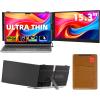 15.3" Laptop Screen Extender, Ultra-thin Portable Monitor FHD 1080P IPS, Dual Screen Extra Travel Monitor for Laptops 13-17" with USB-C/HDMI Port, Plug & Play for Windows/Mac/Android/Switch/PS view 1