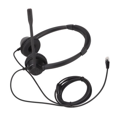 Keenso Binaural Telephone Headset Noise Cancelling Phone Earpiece for Telemarketing, with Mic, ABS, Black