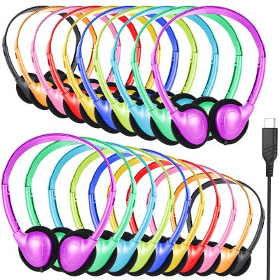 GDBOMA USB C Headphones Bulk 30 Pack for Classroom School Kids,On-Ear Wired Type C Headphones Compatible with Pad Smartphones Mixed Colors (B)